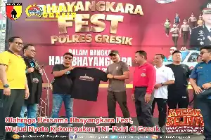 Strengthening Synergy, TNI and Polri Hold Joint Sports Session at Bhayangkara Fest in Gresik