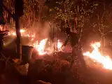 Para evitar que se propague a zonas residenciales, las Fuerzas Armadas (TNI) y los residentes extinguen un incendio forestal en Kasokandel Majalengka