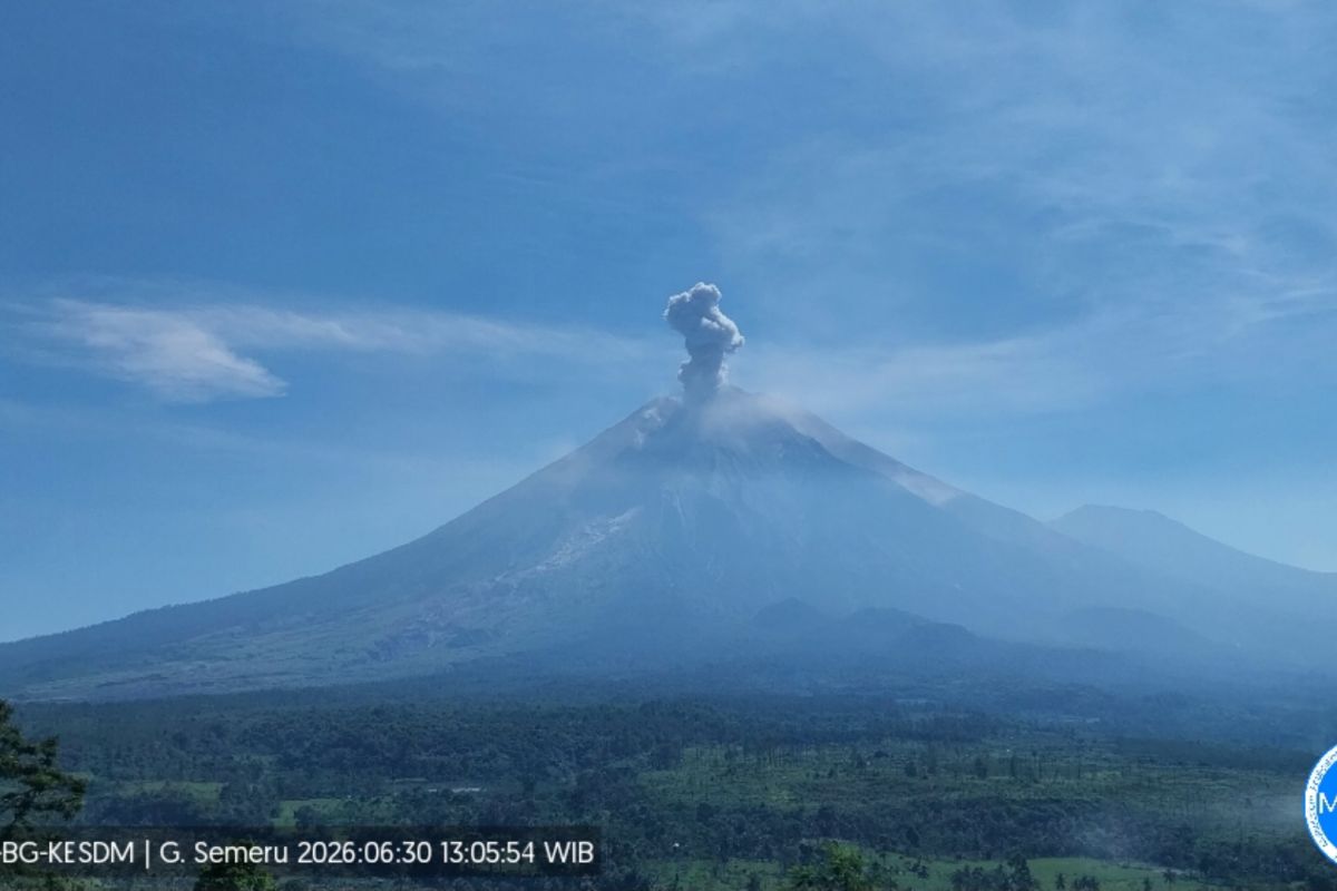 Gunung Semeru Kembali Erupsi, Kolom Abu Mencapai 900 Meter