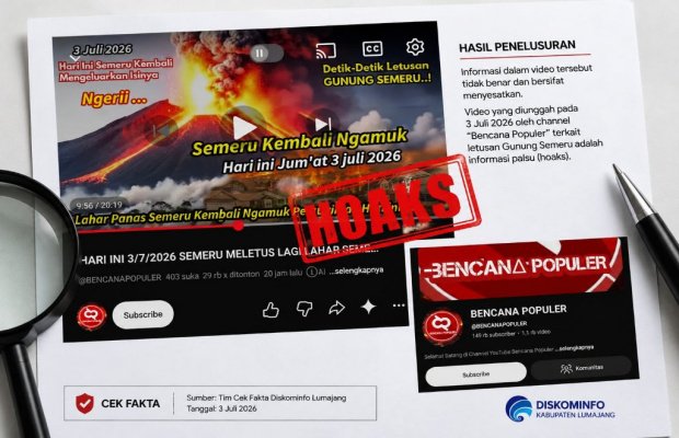 BPBD Lumajang Klarifikasi Video Viral Erupsi Semeru: Pastikan Informasi Tersebut Hoaks