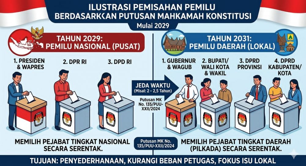 Restrukturisasi Jadwal Pemilu: MK Pisahkan Pemilu Nasional 2029 dan Pilkada 2031
