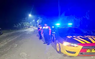 Anticipando la delincuencia callejera, la Policía de Lampung Central intensifica las patrullas KRYD en la ruta Gunung Sugih–Kotagajah