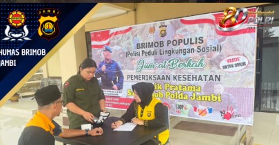 Wujudkan Kepedulian Sosial, Satbrimob Polda Jambi Gelar Layanan Kesehatan Gratis